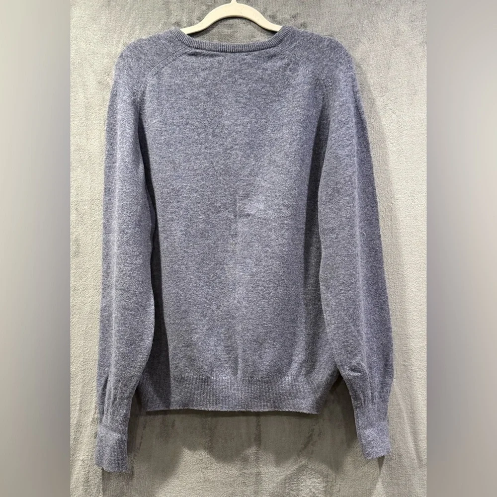 Lands End 100% Pure Lambswool Mens V-Neck Blue Sweater Pullover Size M